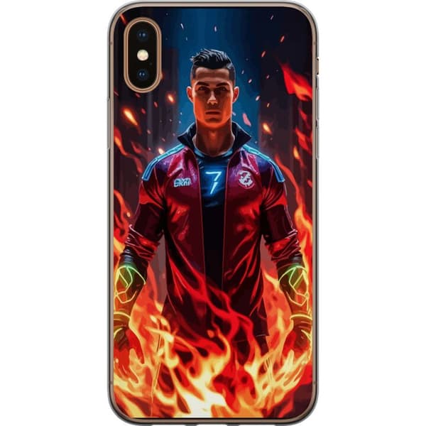 Apple iPhone XS Läpinäkyvä kuori Ronaldo Inferno - jalkapallolegenda liekeissä