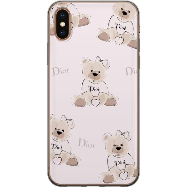 Apple iPhone XS Gennemsigtig cover Teddy Dior Vibes - luksuriøs bamse i modetil