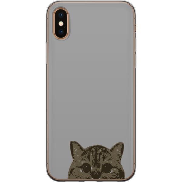 Apple iPhone XS Max Gjennomsiktig deksel Grå Kattblikk - stilren katte design med grå bakgrunn