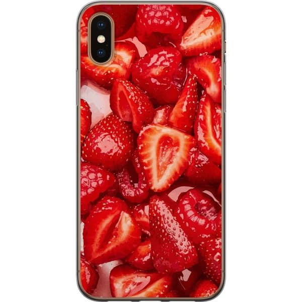 Apple iPhone XS Max Genomskinligt Skal Jordgubbsmönster – sött motiv med sommarkänsla
