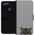 Miniatyrbild 1 av 3: Huawei P smart Plånboksfodral Grå Kattblick – stilren kattdesign med grå bakgrund