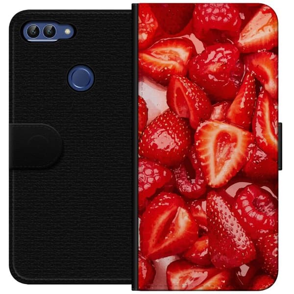 Huawei P smart Lompakkokotelo Mansikkakuviointi - makea motiivi kesäfiiliksellä