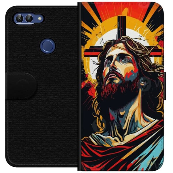 Huawei P smart Lompakkokotelo Jeesus ja Kortti - uskonnollinen motiivi syvällä symboliikalla