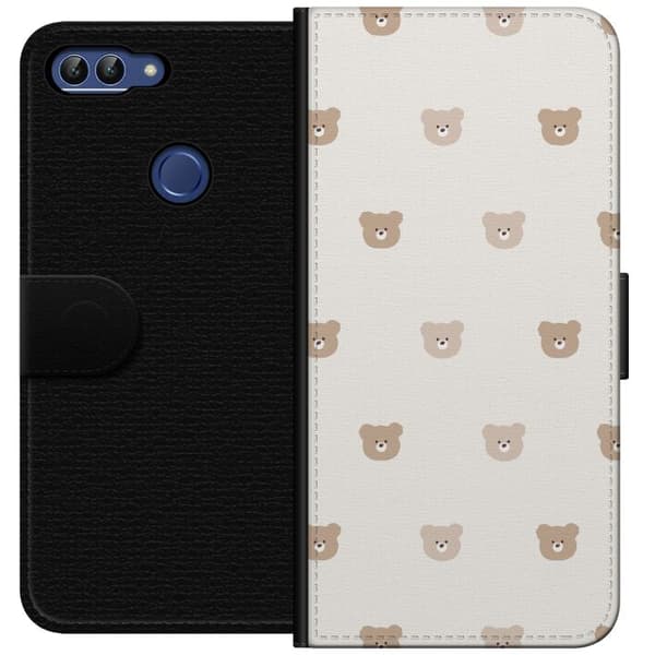 Huawei P smart Lompakkokotelo Teddy-tausta - söpöt teddykarhut pehmeällä taustalla