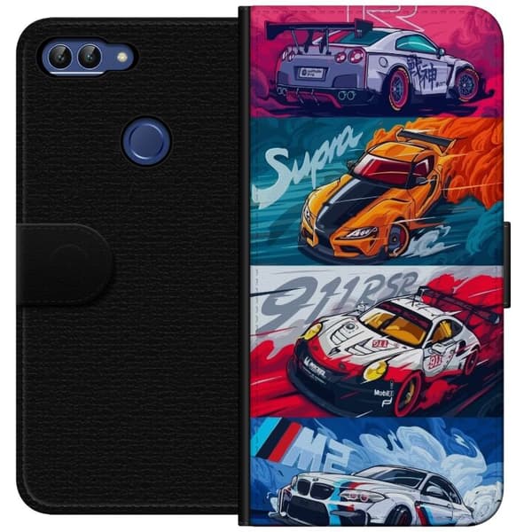 Huawei P smart Lompakkokotelo Nopeat Autot - Piirretty Kuvio Toiminnalla