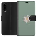 Miniatyrbilde 1 av 3: Huawei P30 Lommeboketui Grønn Minimalblomst - stilren blomst på grønn bakgrunn