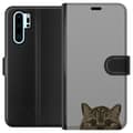 Miniatyrbild 1 av 3: Huawei P30 Pro Plånboksfodral Grå Kattblick – stilren kattdesign med grå bakgrund