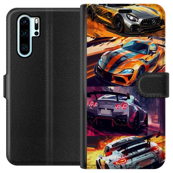 Huawei P30 Pro Lommeboketui Rallyfeber - intensivt motiv med rallybiler