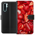 Pikkukuva 1 / 3: Huawei P30 Pro Lompakkokotelo Mansikkakuviointi - makea motiivi kesäfiiliksellä