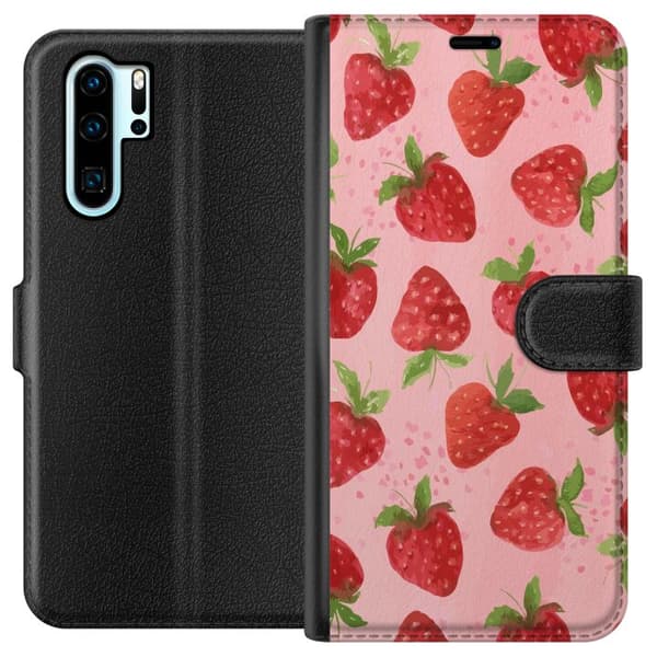 Huawei P30 Pro Lommeboketui Jordbærdrømmer - Retro-stil jordbærmønster