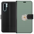 Pikkukuva 1 / 3: Huawei P30 Pro Lompakkokotelo Vihreä Minimalikukka - tyylikäs kukka vihreällä taustalla