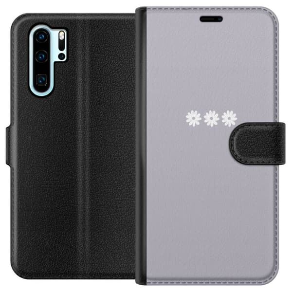 Huawei P30 Pro Lommeboketui Lilla Blomminimalisme - stilig blomstermotiv på lilla bakgrunn