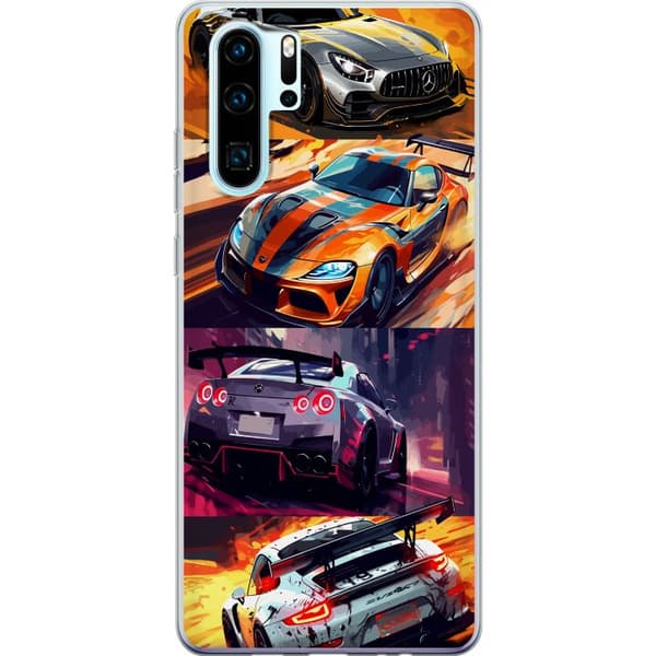 Huawei P30 Pro Genomskinligt Skal Rally Fever – fartfyllt motiv med rallybilar