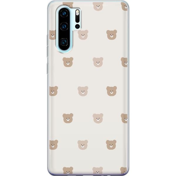 Huawei P30 Pro Läpinäkyvä kuori Teddy-tausta - söpöt teddykarhut pehmeällä taustalla