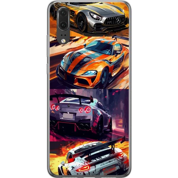 Huawei P20 Gjennomsiktig deksel Rallyfeber - intensivt motiv med rallybiler