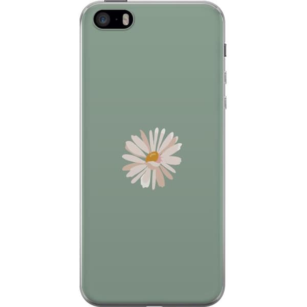 Apple iPhone SE (2016) Gennemsigtig cover Grøn Minimalblomst - stilfuld blomst på grøn baggrund