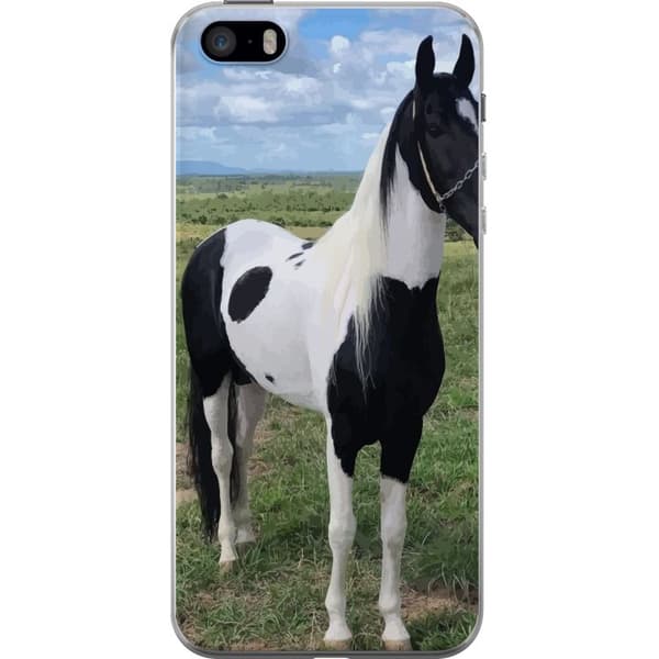 Apple iPhone SE (2016) Gennemsigtig cover Hestemagi - stiliseret hest i en rolig farveskala