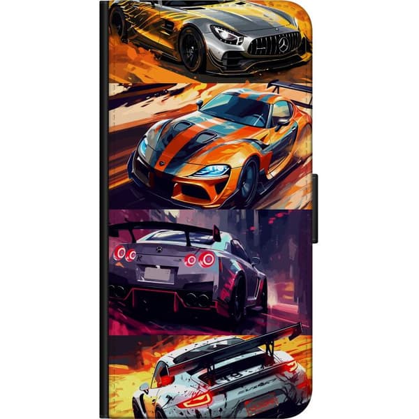 Samsung Galaxy Alpha Tegnebogsetui Rallyfeber - fartfyldt motiv med rallybiler