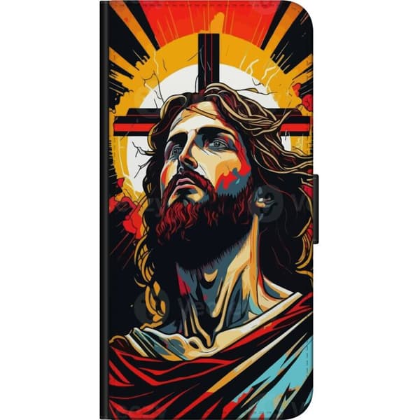 Samsung Galaxy Alpha Tegnebogsetui Jesus & Kort - religiøst motiv med dyb symbolik