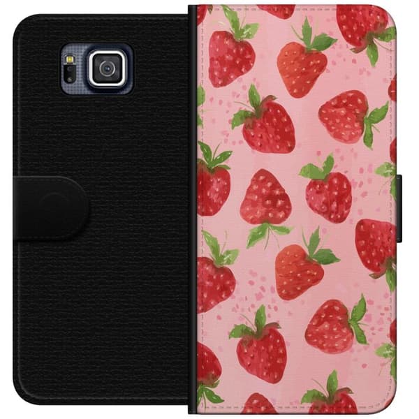 Samsung Galaxy Alpha Tegnebogsetui Jordbærdrømme - Retro-stil jordbærmønster