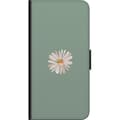 Miniatyrbillede 3 af 3: Samsung Galaxy Alpha Tegnebogsetui Grøn Minimalblomst - stilfuld blomst på grøn baggrund