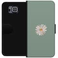 Miniatyrbillede 1 af 3: Samsung Galaxy Alpha Tegnebogsetui Grøn Minimalblomst - stilfuld blomst på grøn baggrund