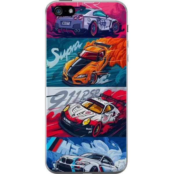 Apple iPhone 5 Gennemsigtig cover Hurtige Biler - Tegnet Mønster med Action