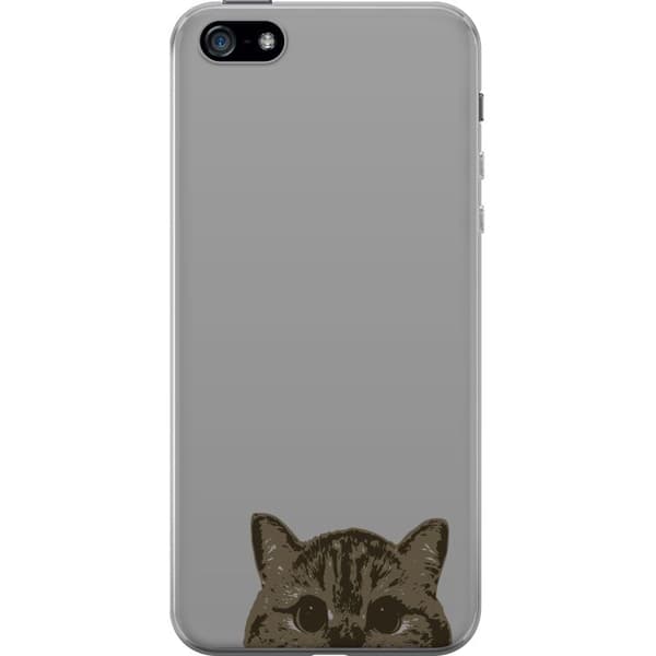 Apple iPhone 5 Gennemsigtig cover Grå Katteblik - stilfuld kat design med grå baggrund