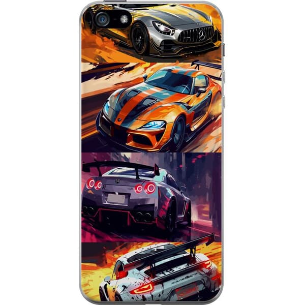 Apple iPhone 5 Gennemsigtig cover Rallyfeber - fartfyldt motiv med rallybiler