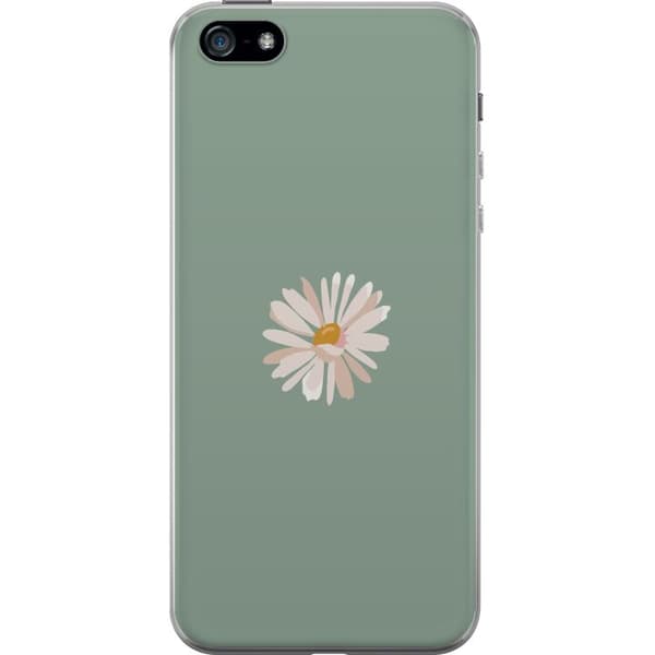 Apple iPhone 5 Gjennomsiktig deksel Grønn Minimalblomst - stilren blomst på grønn bakgrunn
