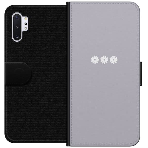 Samsung Galaxy Note10+ Lommeboketui Lilla Blomminimalisme - stilig blomstermotiv på lilla bakgrunn