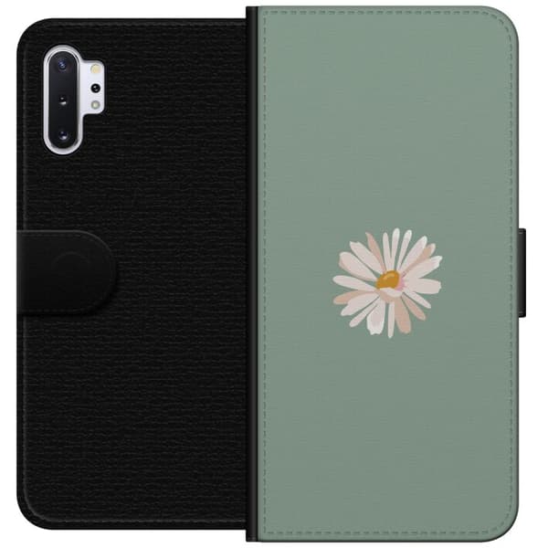 Samsung Galaxy Note10+ Lompakkokotelo Vihreä Minimalikukka - tyylikäs kukka vihreällä taustalla
