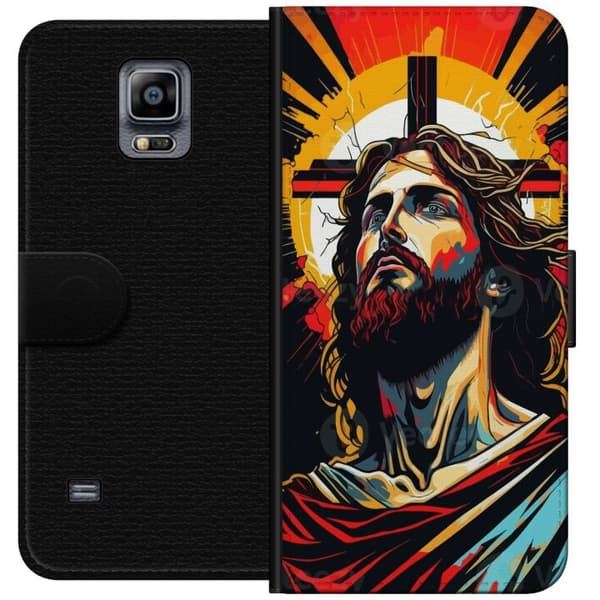 Samsung Galaxy Note 4 Lompakkokotelo Jeesus ja Kortti - uskonnollinen motiivi syvällä symboliikalla