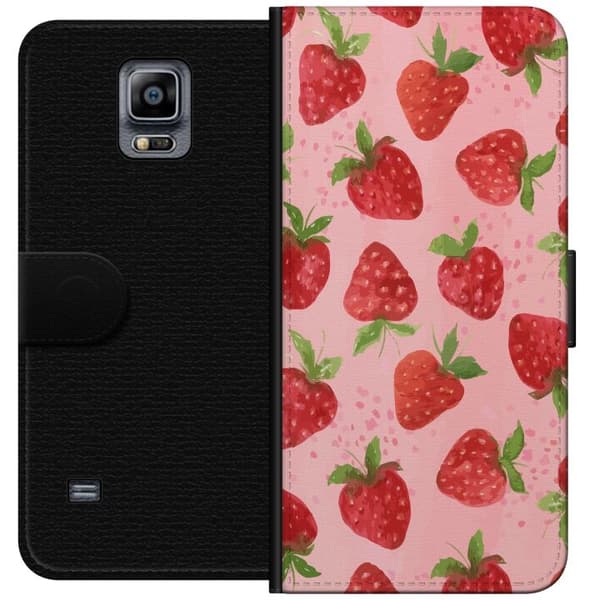Samsung Galaxy Note 4 Tegnebogsetui Jordbærdrømme - Retro-stil jordbærmønster
