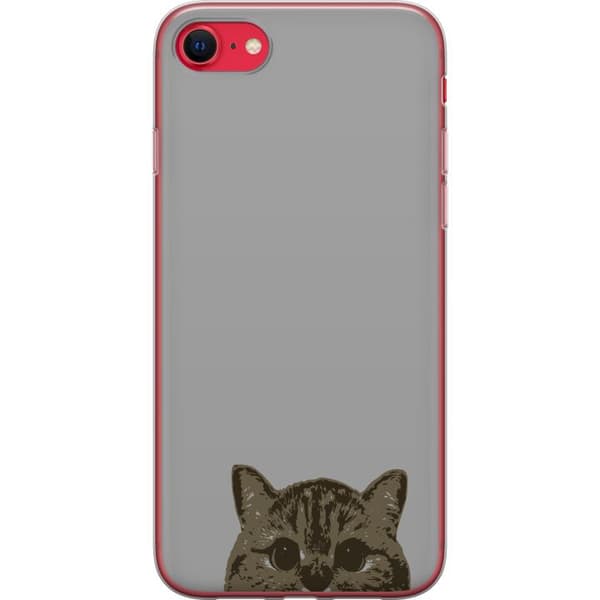 Apple iPhone 7 Gjennomsiktig deksel Grå Kattblikk - stilren katte design med grå bakgrunn