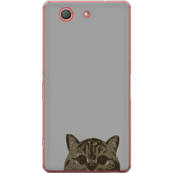 Sony Xperia Z3 Compact Genomskinligt Skal Grå Kattblick – stilren kattdesign med grå bakgrund