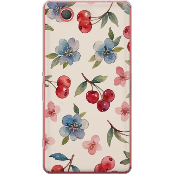 Sony Xperia Z3 Compact Genomskinligt Skal Bär & Blommor – mönster med blå blommor och skogsbär