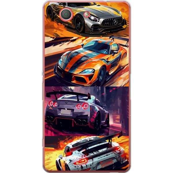 Sony Xperia Z3 Compact Genomskinligt Skal Rally Fever – fartfyllt motiv med rallybilar