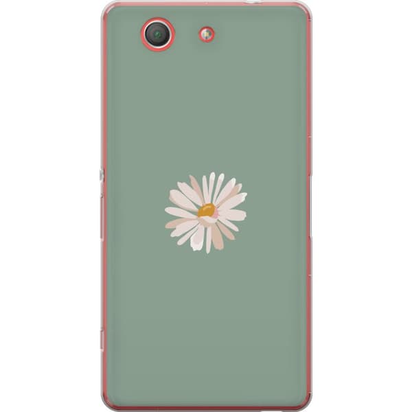 Sony Xperia Z3 Compact Genomskinligt Skal Grön Minimalblomma – stilren blomma på grön bakgrund