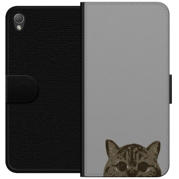 Sony Xperia Z3 Lommeboketui Grå Kattblikk - stilren katte design med grå bakgrunn