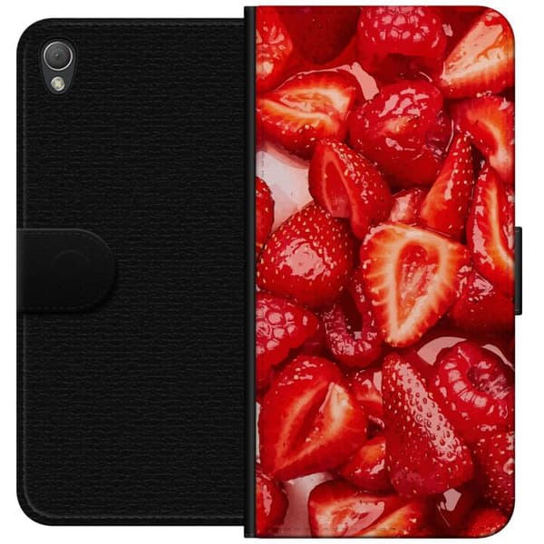 Sony Xperia Z3 Lompakkokotelo Mansikkakuviointi - makea motiivi kesäfiiliksellä