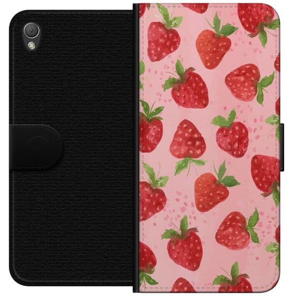 Sony Xperia Z3 Lompakkokotelo Mansikkahaaveet - Retrot tyyli mansikkakuviointi