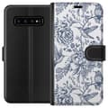 Pikkukuva 1 / 3: Samsung Galaxy S10 Lompakkokotelo Kukat & Linnut - Romanttinen Vintage-tyylinen Kuviointi