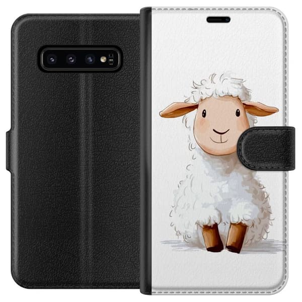 Samsung Galaxy S10 Lommeboketui  Søtt Lam - tegneseriestil for barn og babyprodukter
