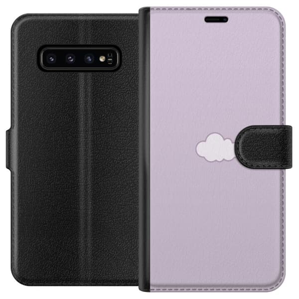 Samsung Galaxy S10 Lompakkokotelo Lila Pilvi - minimalistinen pilvi lila taustalla