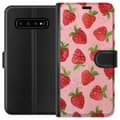 Miniatyrbilde 1 av 3: Samsung Galaxy S10 Lommeboketui Jordbærdrømmer - Retro-stil jordbærmønster