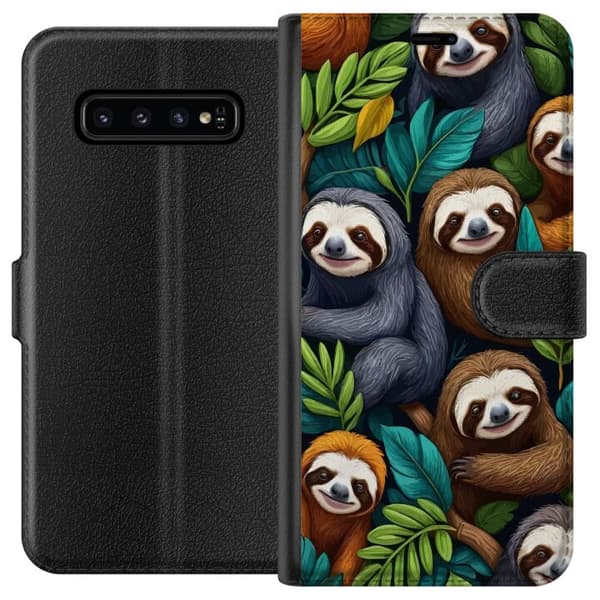 Samsung Galaxy S10 Lommeboketui Sengångarstil - avslappet motiv med søt dovendyr