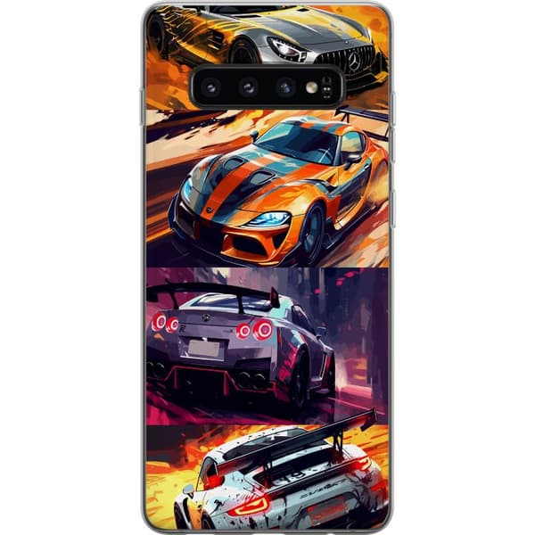 Samsung Galaxy S10 Läpinäkyvä kuori Ralli kuume - vauhdikas teema ralliautoilla