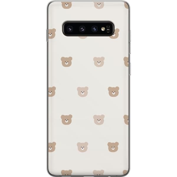 Samsung Galaxy S10 Gjennomsiktig deksel Teddybakgrunn - søte teddybjørner mot en myk bakgrunn