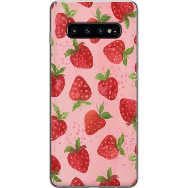 Samsung Galaxy S10 Läpinäkyvä kuori Mansikkahaaveet - Retrot tyyli mansikkakuviointi